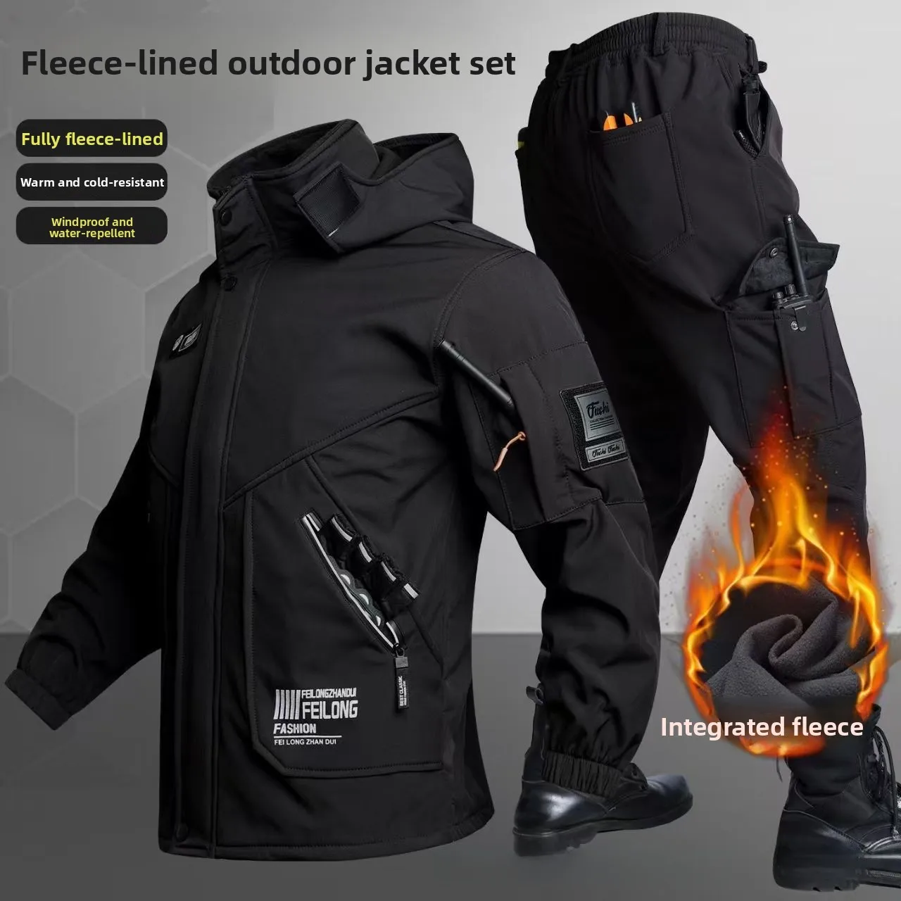 Winter Clothing Pk - Verdikte fleece herfst-winter outdoor klimkleding set,